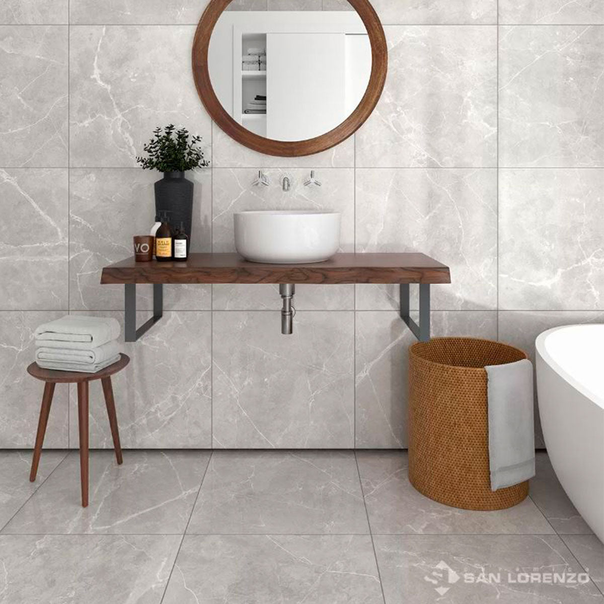 Porcelanato San Lorenzo Desing Suria Silver 60X60 Pulido