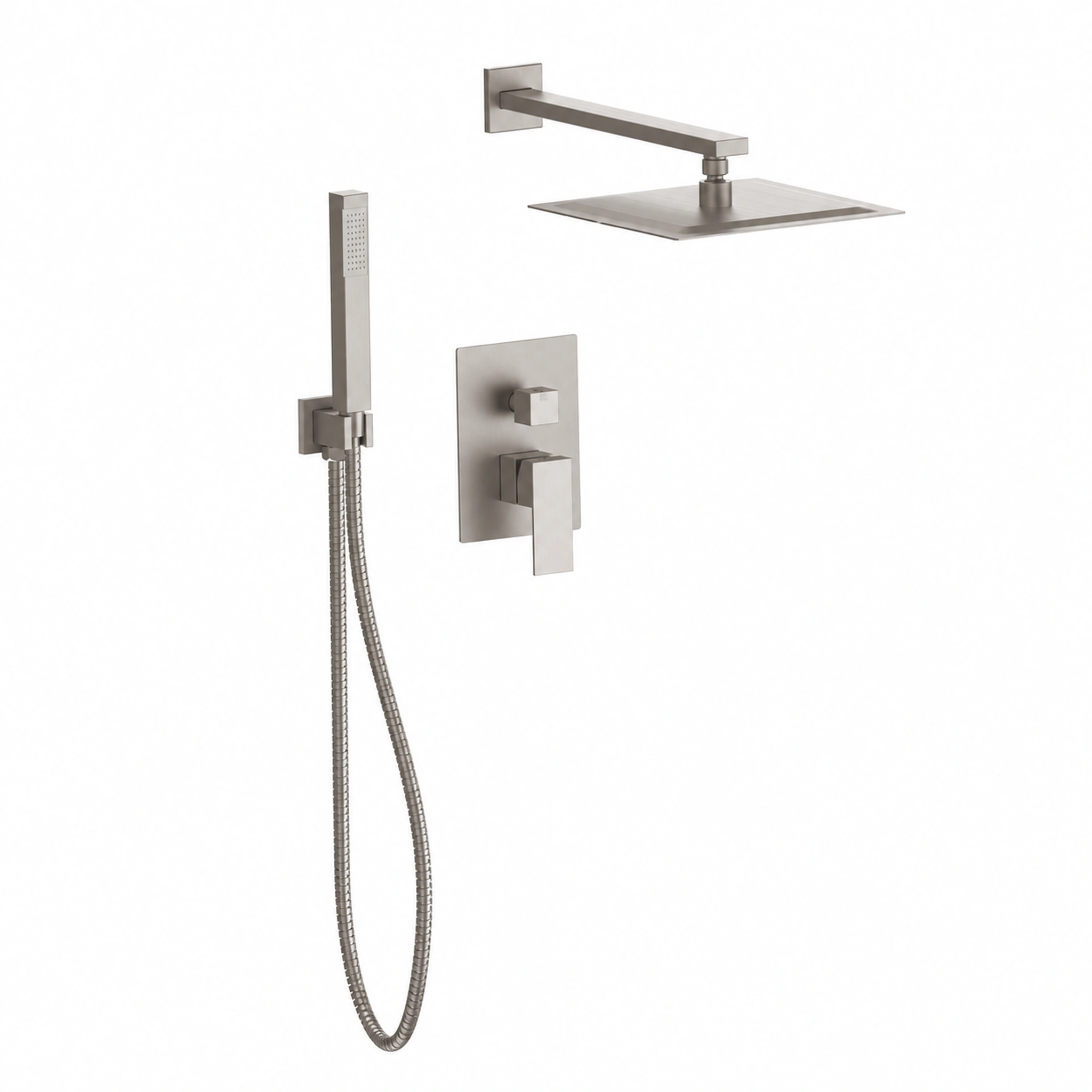 Peirano Mat Acero inoxidable — Ducha de embutir con transferencia y duchador manual monocomando