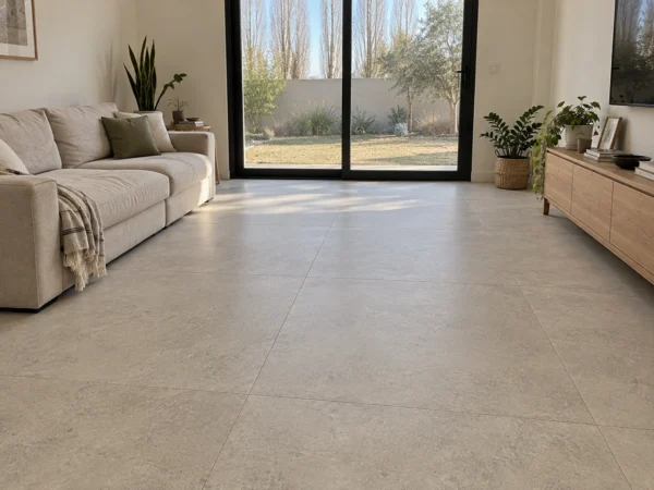 San Lorenzo Design Limestone Greige 120x120 Satinado · Ambiente ilustrativo
