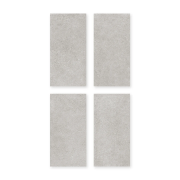 Cuatro placas de San Lorenzo Design Limestone Gray 60x120 Satinado