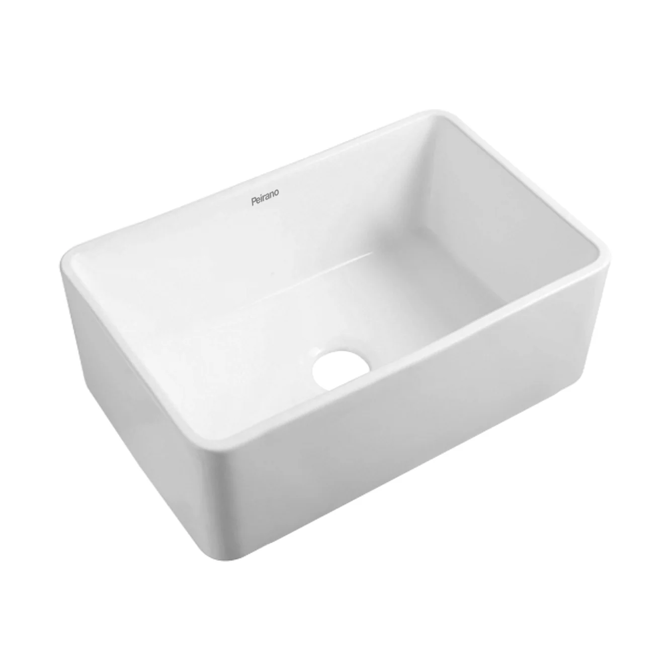 Peirano Bacha de cocina simple blanca con desagote y rejilla · 610 × 457 × 254