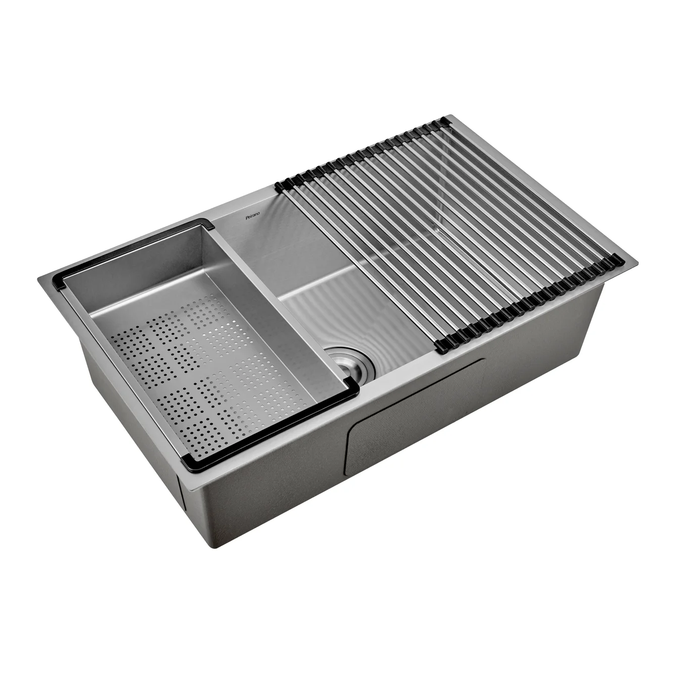 Peirano Bacha de cocina embutida con accesorios · Nickel Brushed · 750 × 450 × 220