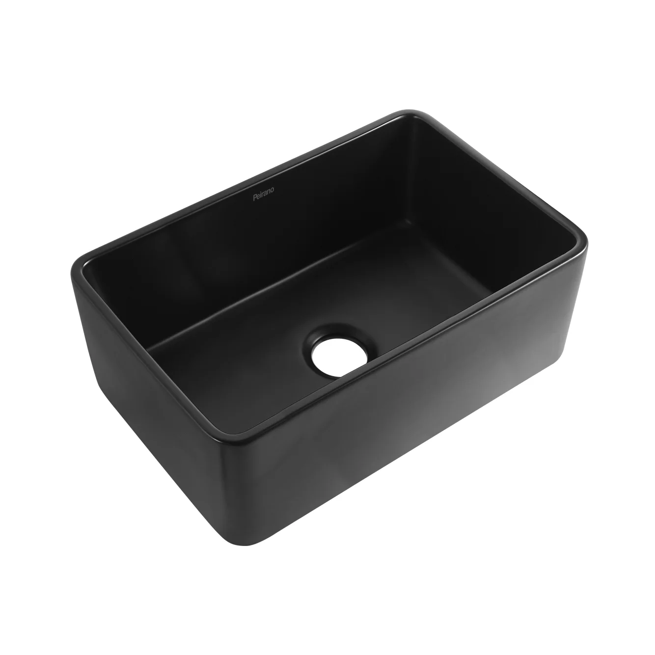 Peirano Bacha de cocina simple negra con desagote y rejilla · 610 × 457 × 254