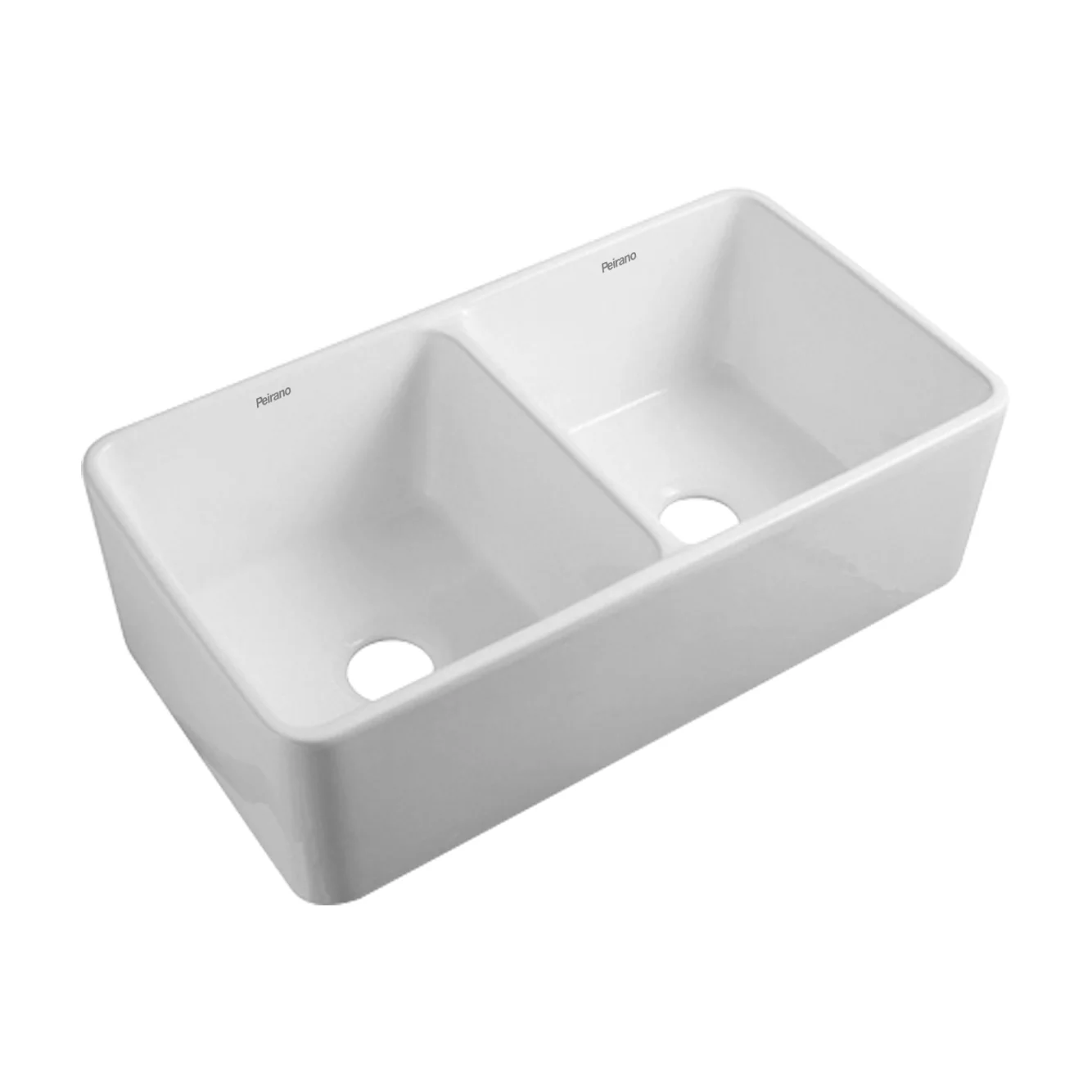 Peirano Bacha de cocina doble blanca con desagote y rejilla · 857 × 457 × 254